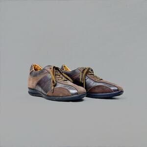 Vintage Bugarri Men’s Brown Leather and Suede Elevated Shoes - Size 7